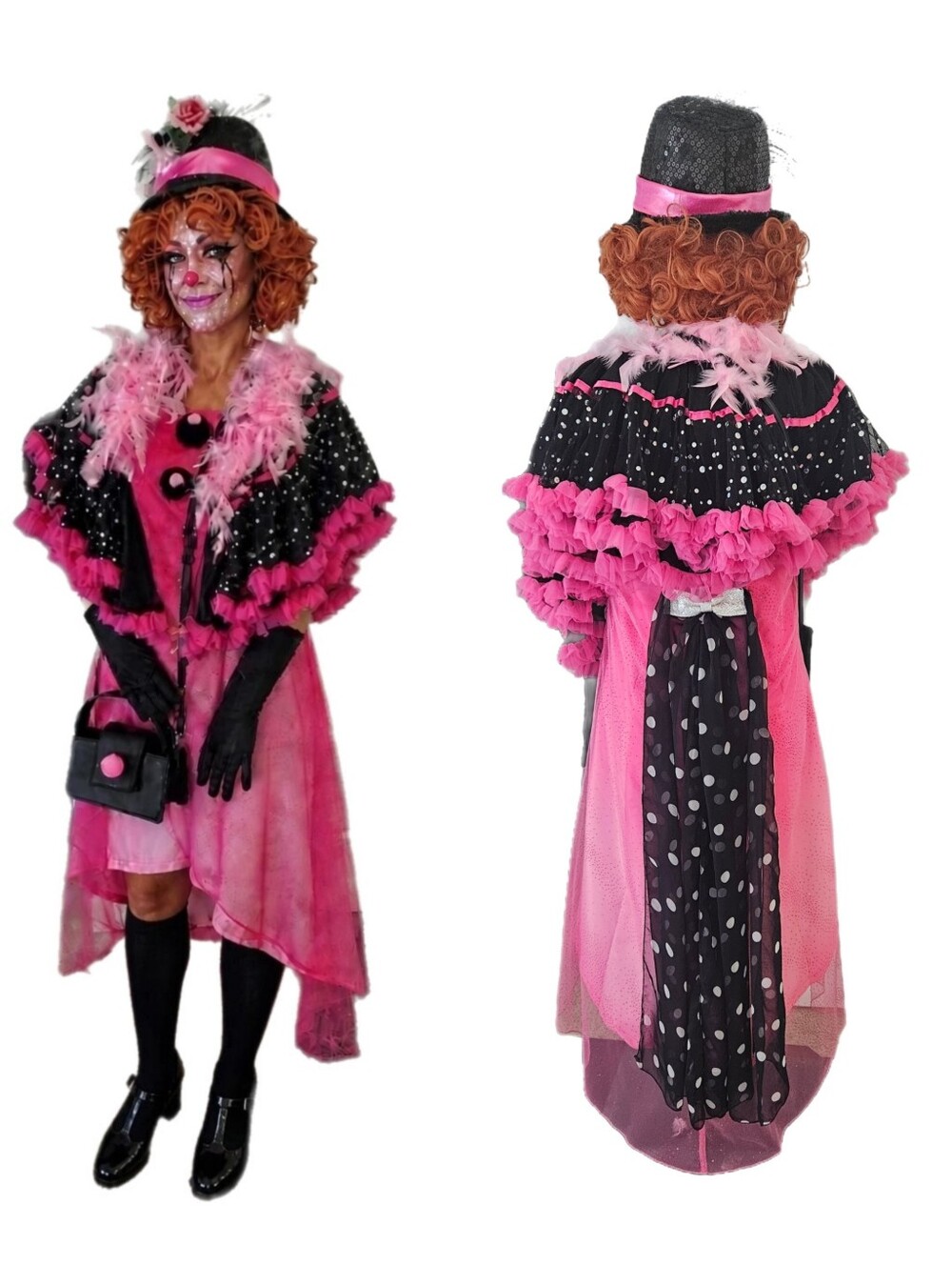 Burlesque Flapper Circus Clown Halloween Costume Set Size L